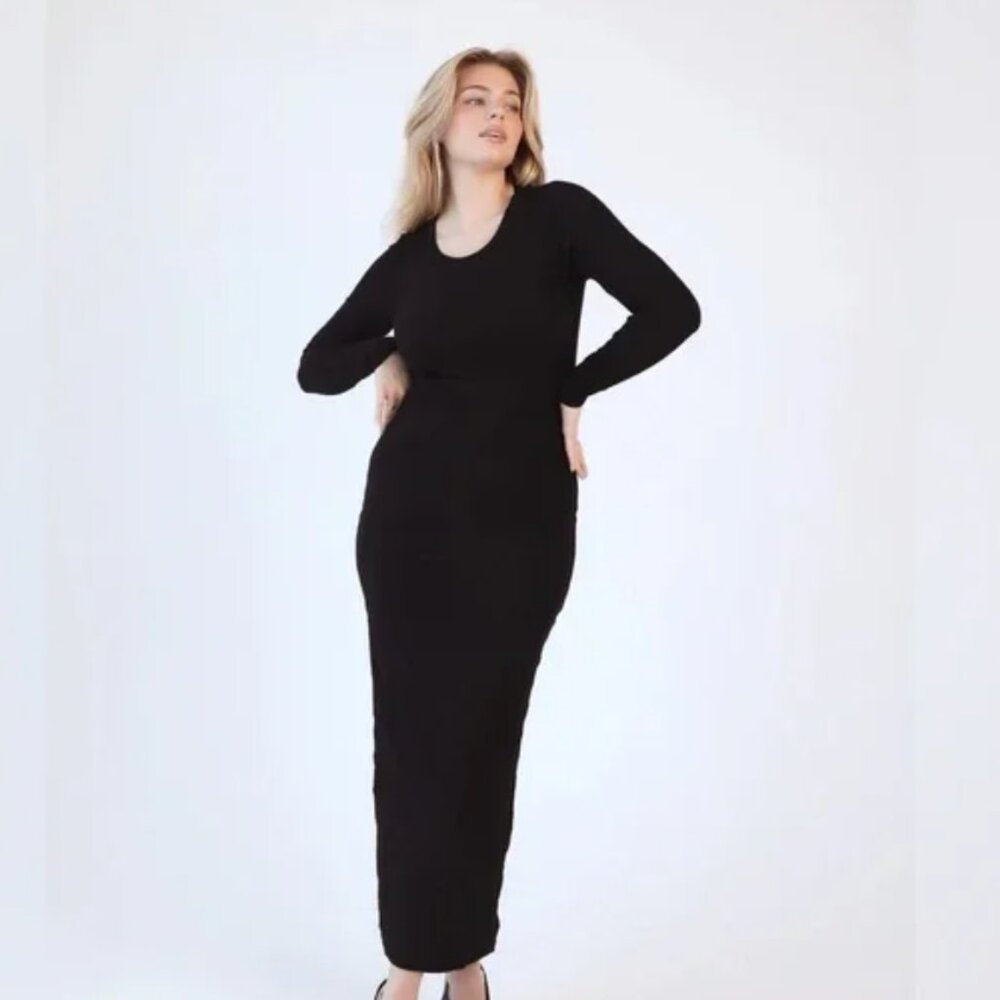 KLASSY NETWORK sweater maxi dress M Black NWT